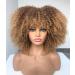 Annivia Ombre Blonde Afro Short Kinky Curly Wig with Bangs for Black Women Curly Wig 14 Inch Ombre blonde