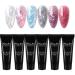 Warm Girl Professional Glitter Poly Nail Gel Kit Nail Extension Gel Nail Enhancement Builder Gel for Starters with 6 Colors