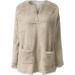 AMhomely Ladies Teddy Fleece Hooded Jumper Plus Size - Cozy V Neck Hoodies with Pocket for Winter - Khaki - Buy Online on GoSupps.com