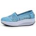 Yeteepot walking shoes women SLIP on sneakers wedge heel slip shoes fitness sneakers running shoes light breathable leisure shoes 40 EU Z light blue