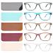 Fetrrc Reading Glasses Blue Light Blocking Computer Readers for Women/Men, Anti Glare/Fatigue Clear Square Eyeglasses 5 Pairs A-mix 1.75 x