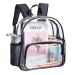 Clear Mini Backpack Stadium Approved Waterproof and Lightweight Heavy Duty Transparent Backpack for Concert Security Travel & Stadium Black Pocket