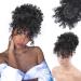 ENTRANCED STYLES Drawstring Ponytail with Bangs Afro Puff Ponytail Extensions for Women Short Curly Puff Ponytail with Bangs Clip in Wrap Updo Hairpiece(1B)