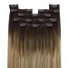 Real Hair Extensions Clip-in Balayage 30cm - Dark Brown Ombre Blond 120g 7pcs | High Quality Clip-in Hair Recovery - Buy Online on GoSupps.com