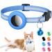 1Pack Airtag Cat Collar, Reflective Airtag Cat Collar with Bell and Prefect Size Waterproof Airtag Holder in 3/8" Width, Beautiful Cat Collar with Breakaway Safety Buckle for Kitten Puppy Compatible with Apple Airtag blue