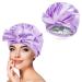 Arqumi Shower Cap Reusable Bath Cap for Women Men Waterproof Double-Layer Shower Cap with Ribbon Bow Large Elastic Hair Bath Cap Hair Bonnet for Long Thick Hair Purple C Shower Cap (1PCS) Purple