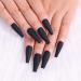 Artquee 24pcs Black Pure Color Ballerina Long Coffin Matte Fake Nails Press on Nail False Tips Manicure for Women and Girls CB-MB
