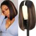 Ombre V Part Wig Human Hair Highlight Short Straight Bob Wigs for Women Upgrade U Part No Leave Out Glueless Ombre Brown V Part Bob Wig 14 Inch 14 Inch Highlight V Part Wig