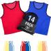 MaxProcision Bulk 14 Pack Blue and Red - Breathable Mesh Team Pinnies for Big Kids & Youth - Great for Basketball Jerseys Soccer Practice Football Pennies & Sports Teams Soccer Scrimmage Youth (14 Pack) Single Side (7 Blue/7 Red)