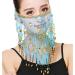Face Veil Belly Dance Costume | Sky Blue Mesh Face Veil with Beads | Halloween Accessory - One Size - Buy Online on GoSupps.com
