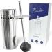Tiasablu Plunger with Concealed Holder - Heavy Duty Plunger for Toilet, Plungers for Bathroom, No Splash Back, Long Handle - Discreet Toilet Plunger and Holder for Bathroom Chrome