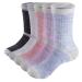 YUEDGE Women's Hiking Socks Moisture Wicking Cotton Cushioned Athletic Fitness Gym Sports Socks For Laides Size 6-11, 5 Pairs 5-9 1908n Multicolor