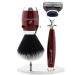 Premium 4-Piece Black Synthetic Hair Shaving Set with Steel Stand & Bowl | International Shipping Available - Buy Online on GoSupps.com