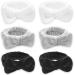 IVARYSS Makeup Headband, 6 Pcs Microfiber Soft Fuzzy Spa Headband for Washing Face, Cosmetic Facial Shower Headwraps, Bow Hair Band for Women (White Gray Black) Color C