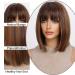 KOME Short Bob Wig for Women, Brown Highlighted Balayage Shoulder Length Synthetic Wig 12IN - Buy Online on GoSupps.com