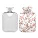 Hot Water Bottle 2L with Cover Pink Cherry Blossom Branches Hot Water Bag for Pain Relief Hand Feet Warmer Winter