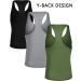 COOFANDY Men's 3 Pack Y-Back Tank Tops - Muscle Fitness Gym Workout Shirts | Black/Green/Grey - Large - Buy Online on GoSupps.com