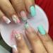 24pcs Square False Nails French Tip Short Stick on Nails White Green Press on Nails with Flowers Removable Glue-on Nails Full Cover Fake Nails Women Girls Nail Art Accessories 0266Y14