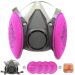Respirator mask with Filters Set - Reusable Half Facepiece Cover with 4pcs 2097 Filter and Earplugs for Paint Epoxy Resin Fumes Woodworking Organic Vapor Gas Perfect for House DIY Project