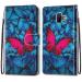 Nadoli Leather Mobile Phone Case for Samsung Galaxy J6 Plus Colorful Painted Blue Red Butterfly Carrying Strap Card Slot Magnet Stand Protective Case Wallet Leather Case Bag Case Samsung Galaxy J6 Plus Blue Red Butterfly