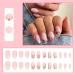 24Pcs Almond Flower Press on Nails - Short French Tip Fake Nails - Glossy Nude Pink False Nails with Vine Flower Design - Oval Acrylic - Full Cover Glue on Nails for Women and Girls - Buy Online on GoSupps.com