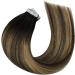 Moresoo Balayage Tape in Hair Extensions Dark Brown/Caramel Blonde 12 Inch #4/27/4 - 20 Pieces/30g Real Human Hair Extensions - Buy Online on GoSupps.com