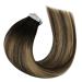 Moresoo Seamless Tape-In Extensions | Real Hair Ombre Dark Brown to Caramel Blonde | 40 cm 50g #4/27/4 - Invisible & Reusable - Buy Online on GoSupps.com