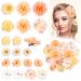 QUEEN KING 21pcs Flower Hair Clip Rose Hair Clips Accessories Flower Pin up Flower Brooch Floral Hairpin Brooch Hair Flowers Pin Flower Brooch for Girls Wedding  Multicolor Beige