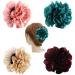 Dizila 4 Pack Black Plastic Hair Claws Clips with Big Large Solid Satin Flower Rose Bow Barrettes Clamps Bun Updo Holders Hair Accessories for Women Girls