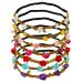 Euvoym 7 Pieces Rose Flower Headband with Adjustable Elastic Ribbon Multicolor Flower Headband Floral Crown Garland Headbands
