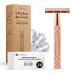 Bamboozy razor plane for women - Safety Razor for women - Aluminum - Zero Waste - Double Edge wet razor (20 razor blades rose gold) 1 piece (1 -pack) rose gold