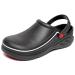 Baiderly Men and Women's Garden Nursing Doctors Water Resistant Safty Work Shoes Non Slip Kitchen Chef Clogs 9 Women/8 Men Black