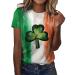 T-Shirts for Women Spring Ladies Novelty St. Patrick's Day Tops Short Sleeve Tee Fashion Boho Tunic Green X-Large