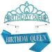 ATODEN Birthday Crown Tiara Birthday Sash Tiaras and Crowns for Women Girls Queen Crown Birthday Decorations Kit Blue Rhinestone Headbands Crystal Crown Birthday Gifts for Women Hair Accessories for Party