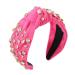 Crystal Knotted Headband for Women Crystal Embellished Wide Top Knot Headband Women's Fashion Headbands Hair accessories Rose Red