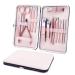 SHICEN Manicure Set Professional Nail Clippers Kit Pedicure Care Tools Professional Women Grooming Kit -Premium Stainless Steel with Pink Travel Case Set 16PC Great Gift(Rose Gold)