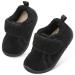 JOINFREE Baby Girl First Walking Shoes Anti-Slip Plush Baby Boys Slipper Shoes Cozy Toddlers Shoes 2.5/3 UK Child Black