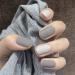 Sethain matt square wrong nails tips gray short fingernails complete cover 24pcs press on nail for women and girls