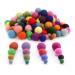 Glaciart One Felt Pom Poms  Wool Balls (240 Pcs) 4 Sizes: 1 cm  1.5 cm  2 cm & 2.5 cm  Handmade Felted 60 Color (Red  Pink  Blue  Yellow  Black  Pastel & More)  Bulk Small Puff for Felting & Garland
