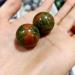 3 Natural Green red one Eye Spheres Stone JZIGTDEM