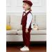 Mint Green Baby Boy Romper Suit 12-18 Months Red | Infant Gentleman Jumpsuit with Bow Tie Waistcoat Outfit - Buy Online on GoSupps.com