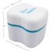 Denture Bath with Double Bristle Brush - Blue Soaking Container for Dentures - Buy Online on GoSupps.com