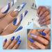 Rechoo Liner Nail Gel Polish-10ML*2 Blue Matte & Glitter Gel Nail Polish for Fineliner Nail Art Matte and Shimmer French Manicure Nail Polish Shellac Color Gel with thinner Brush J-2-Blue & Glitter - Buy Online on GoSupps.com