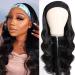 Headband Wig Human Hair Body Wave 16 Inch Glueless None Lace Front Wig Brazilian Virgin Hair Wear and Go Wigs for Black Women 150% Density Wigs Natural Black Color 16 Inch (Pack of 1)