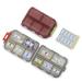 2 Pack Travel Portable Pill Organizer Pocket Size with 10 Compartments 10 Sticky Notes Small Fold Pill Boxes of Two Colors. Perfect for Travel or Home Use.