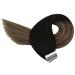 YoungSee 12 Ombre Tape in Human Hair Extensions - Natural Black to Dark Brown with Blonde - Remy Seamless Tape ins for Short Hair - 30g 20pcs - Pack of 1 - Buy Online on GoSupps.com
