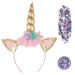 FUNCREDIBLE Unicorn Headband with Chunky Glitter | Unicorn Horn Headband and Chunky Glitter | Halloween Cosplay Party Little Pony Costume Accessories for Women Girls Adults Kids (Rainbow)