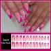 MISUD Hot Pink French Tip Press On Nails - Long Square Acrylic Glue On Nails 24 pcs Summer Flower Design Glossy Squoval Fake Nails - Buy Online on GoSupps.com