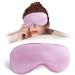 Sleep Mask Night Cover Eye Sleeping Silk Satin Masks for Women Blindfold for Airplane Travel Adjustable Strap (Pink)
