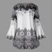 Retro Printed Plus Size Women's Blouse | Long Sleeve Lace Keyhole Tunic Top in Black - 3XL - Buy Online on GoSupps.com